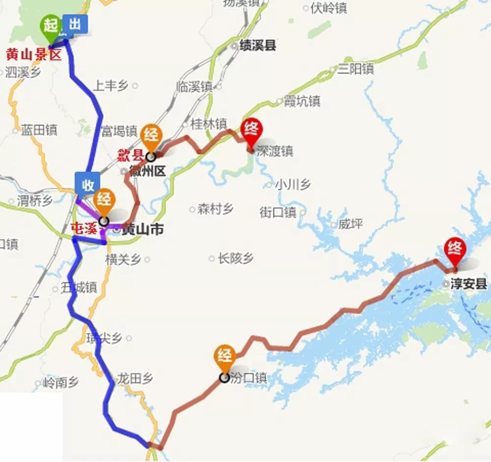 ②黄山风景区坐大巴前往千岛湖(走屯溪-汾口路线). 京沪