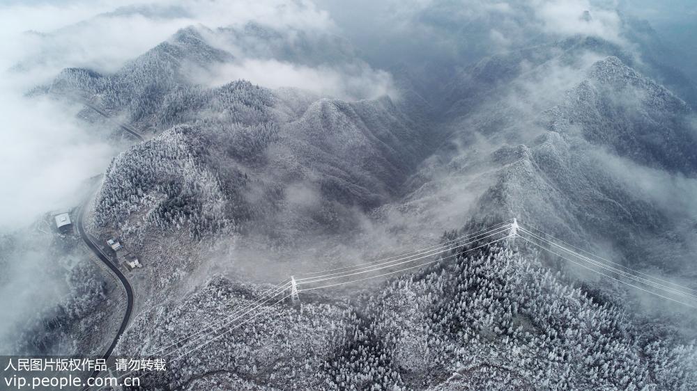 重庆酉阳高海拨地区降雪 现一派"北国风光"