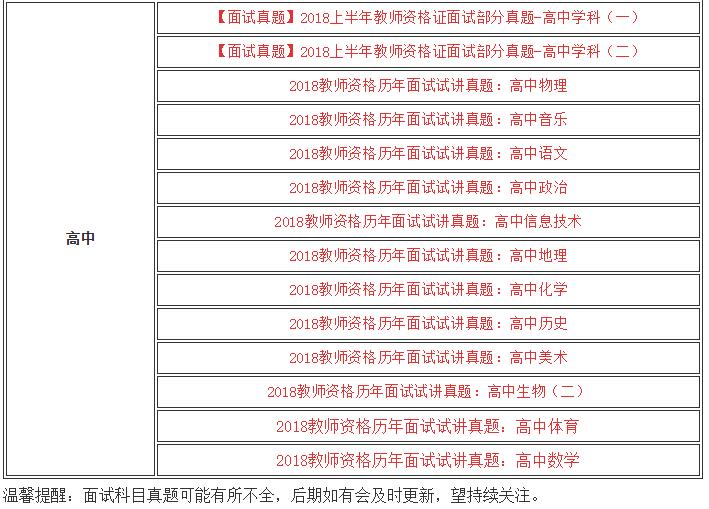 2018下半年教师资格证面试:历年真题免费下载