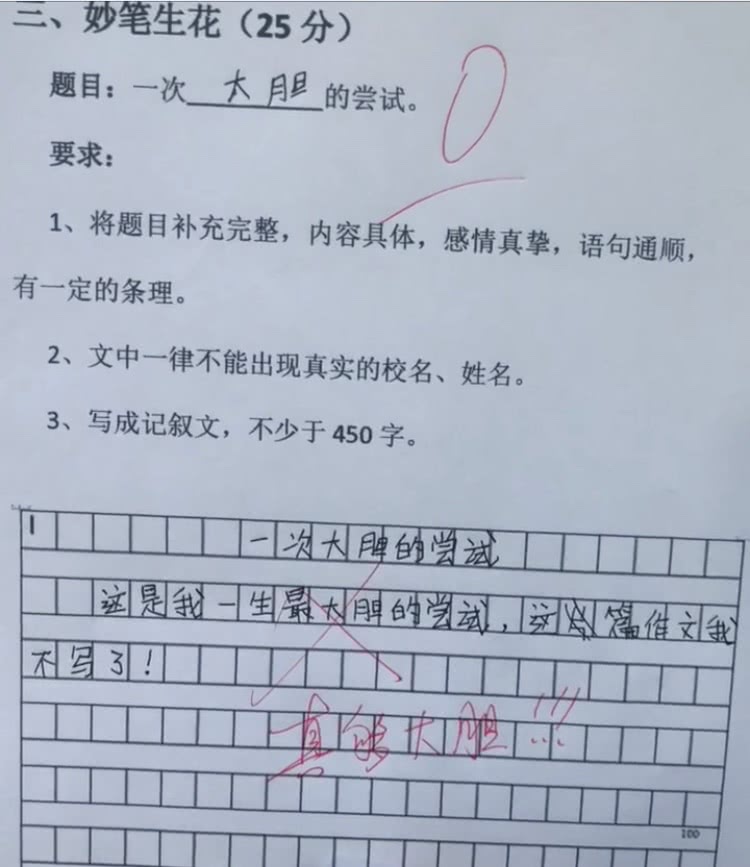 这4篇0分作文太有才,老师看了无从下笔?家长看了无地自容