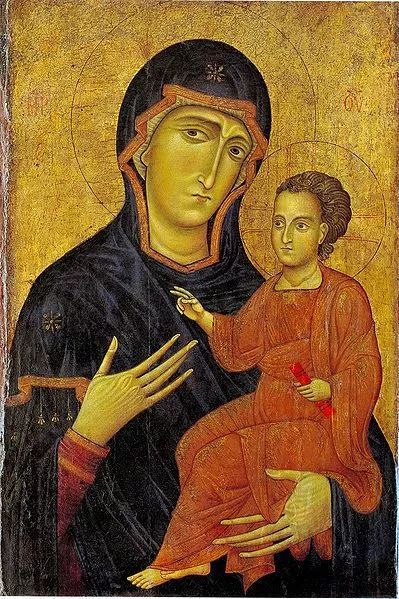 就是完美的,cimabue《madonna with child》和其他一些《圣经》婴儿