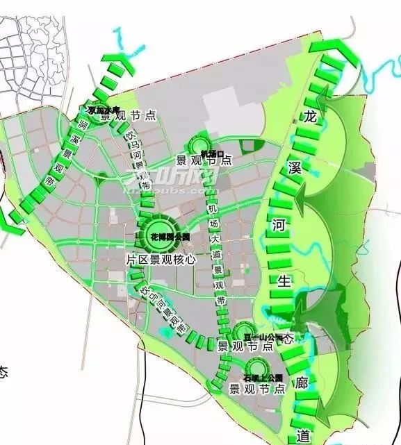 泸高速连接线(40米),吉甫大道(32米),南侧规划道路(40米) 五纵——