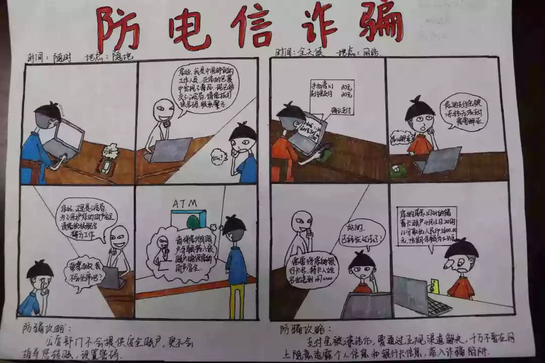 东营职业学院大学生防电信诈骗 手绘漫画比赛