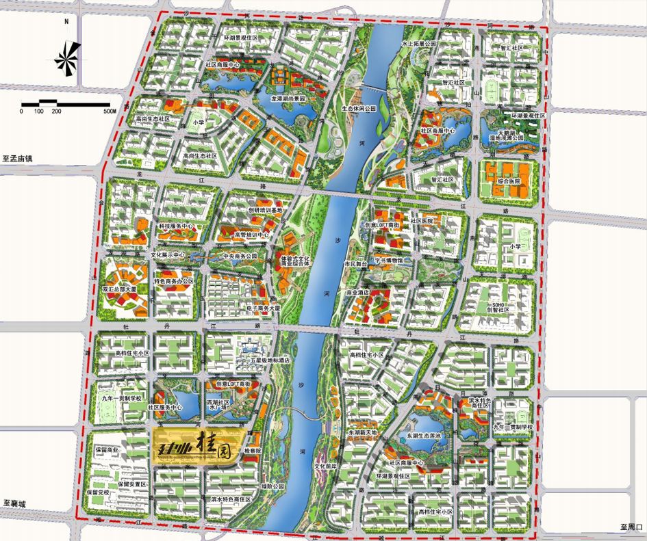 示范区起步区规划图 漯河城乡一体化示范区重点围绕"一园三区"总体