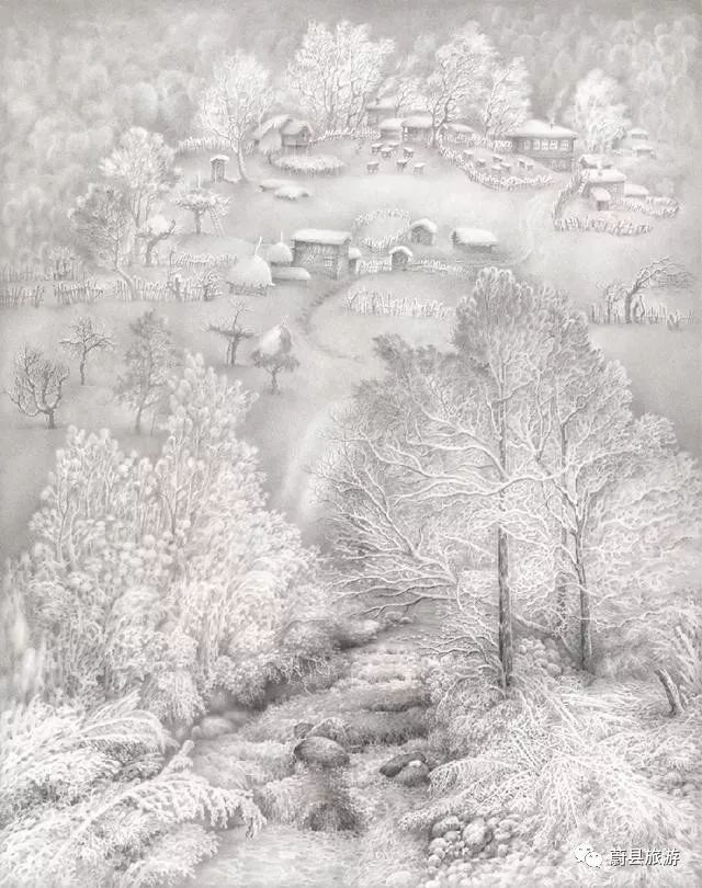 老人用铅笔画的雪景太逼真了,以假乱真,骗过了好多人