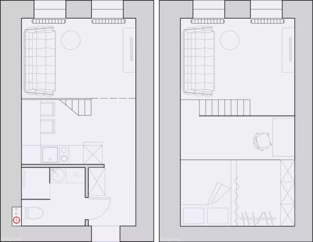 小户型24平黑色系loft单身女生公寓