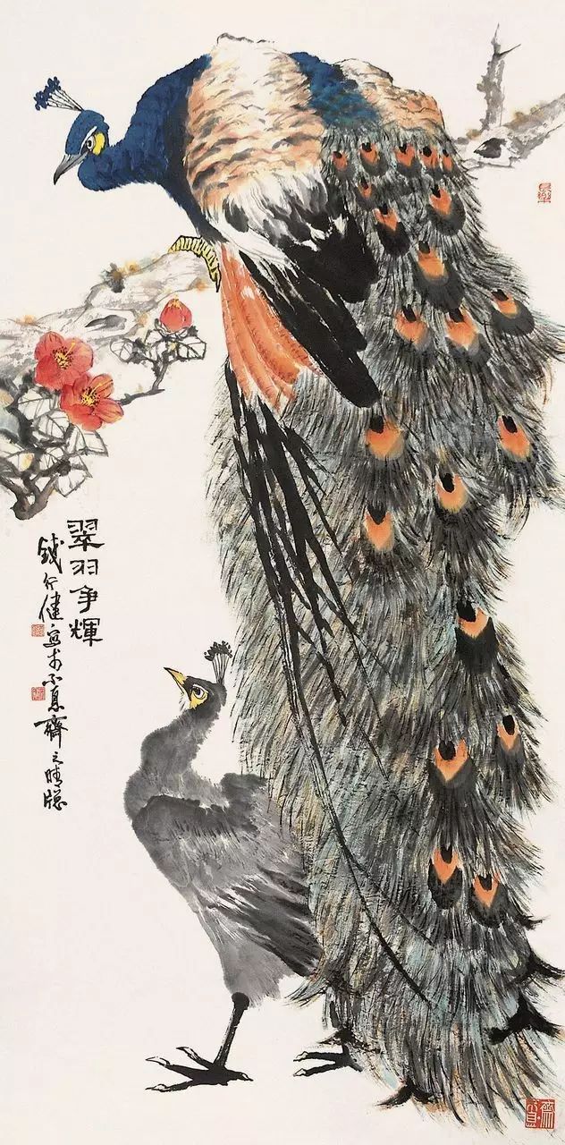 钱行健(1935—2010,现代海派花鸟画的代表画家之一,原上海外国语大学