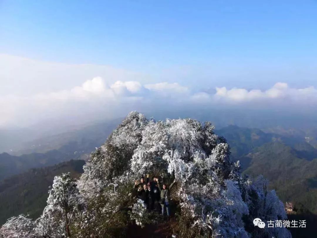 围观古蔺虎头山阳光下的雪景美爆