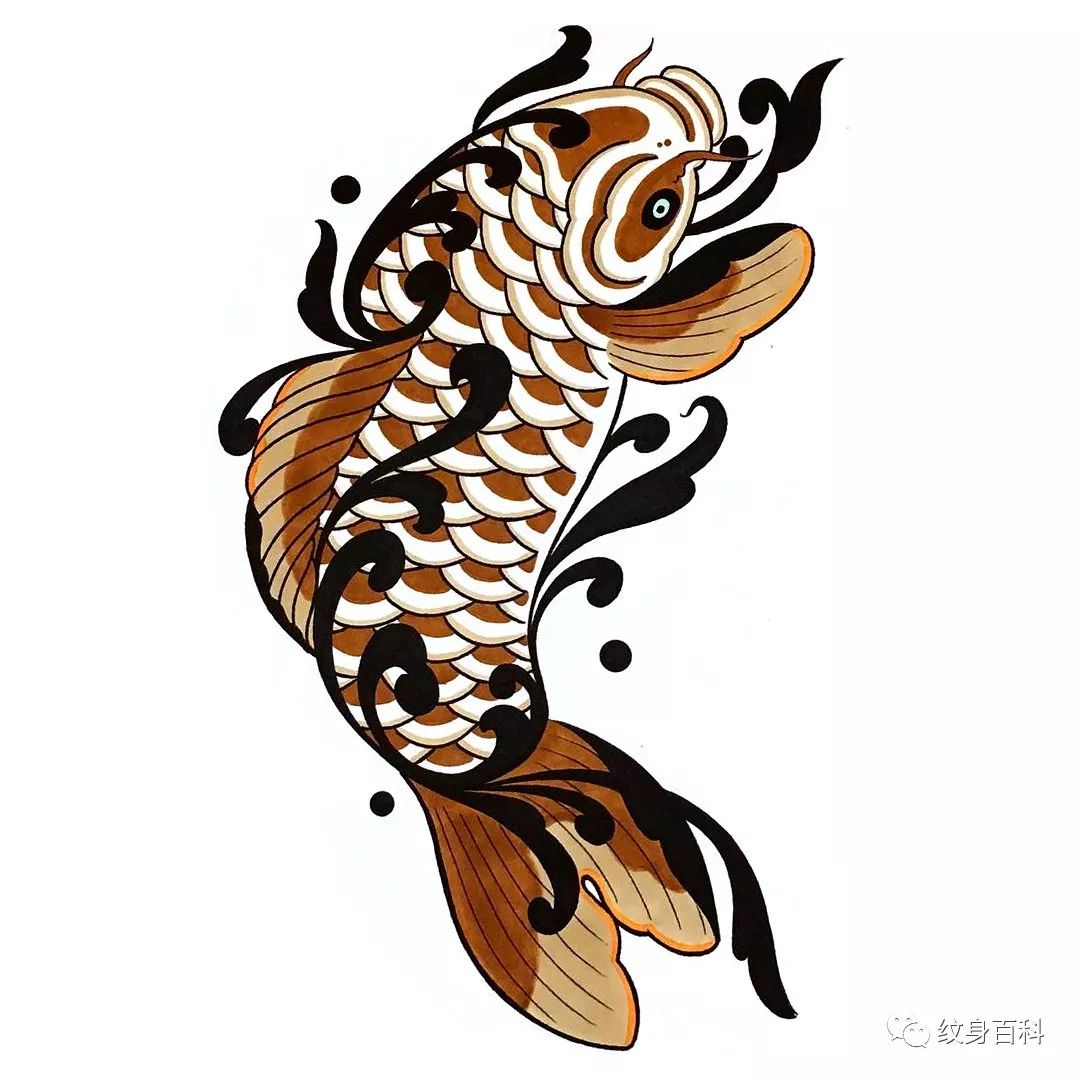上海做餐饮生意的宋先生大臂上的莲花鲤鱼线条纹身图案-上海纹彩刺青