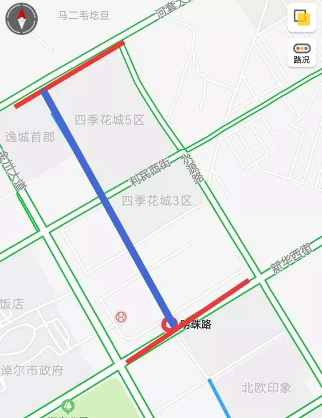 蓝线:代表抓拍路段 01 健康路(庆丰街—利民街 长春街(建设路