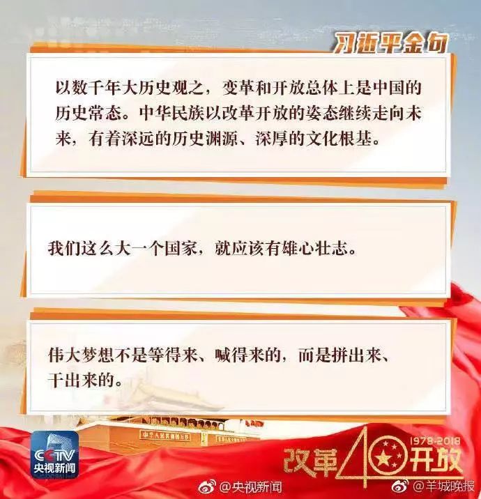 【9张图,速览习近平讲话金句】为改革开放40年点赞!为