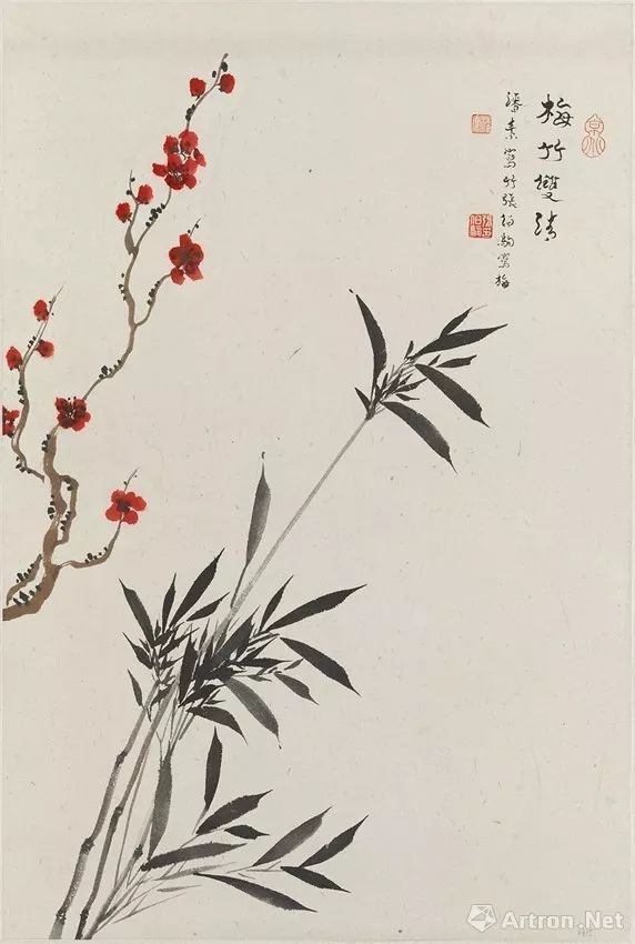 《梅竹双清》在此次张伯驹潘素伉俪艺术文献展上,这张画作为此次的