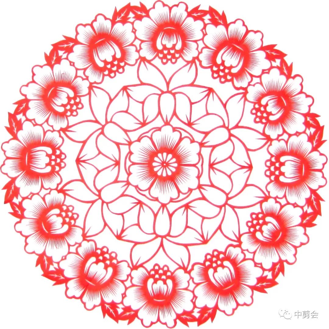 中式窗花春节剪纸教程 飞燕草手工剪纸图案╭★肉丁网