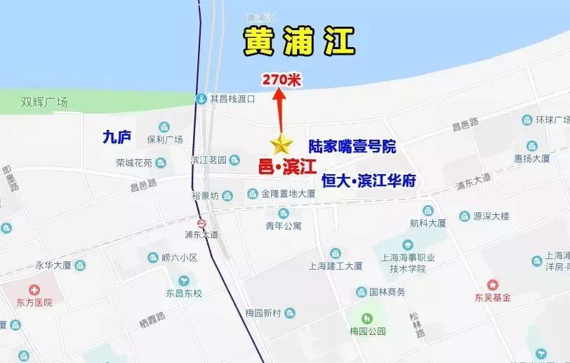 邑·滨江北面滨江大道,西面东方路,东面福山路,南面昌邑路