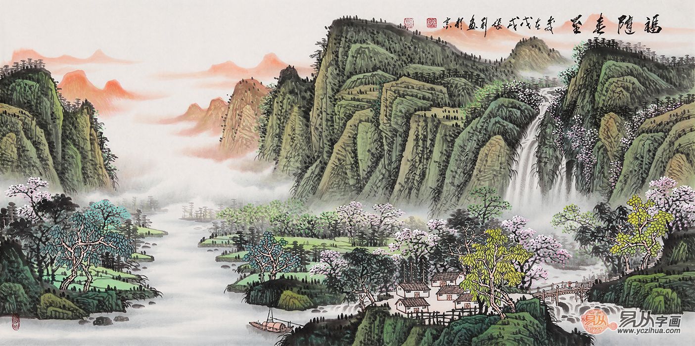 张利国画,山水画纵享山水美景