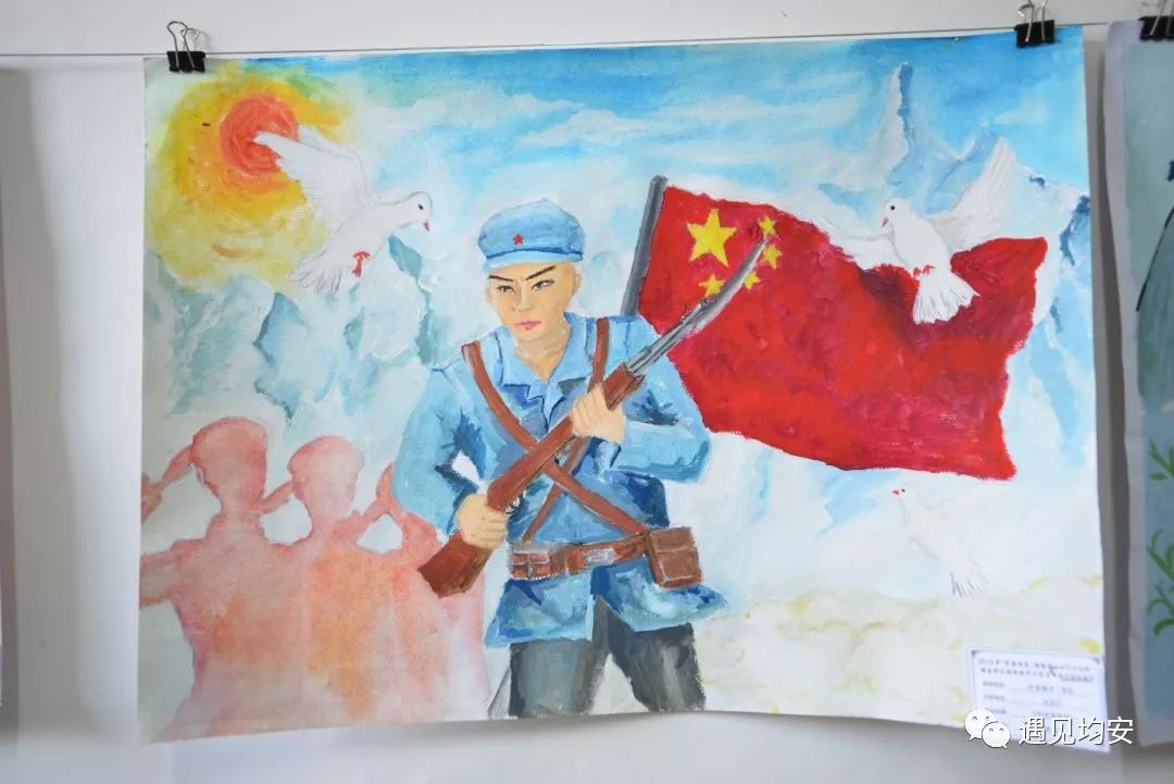 又有描绘战争及和平年代爱国拥军为题材的书法作品,当中既有歌颂党的