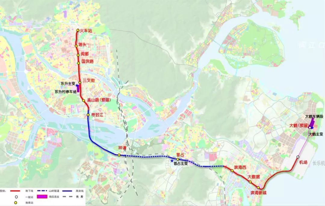 象山→福平铁路北侧→莲花山→滨海新城规划福海路路→滨海大道→机