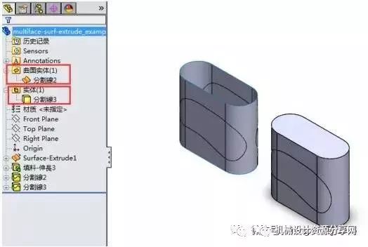 在solidworks中无草图拉伸曲面的方法