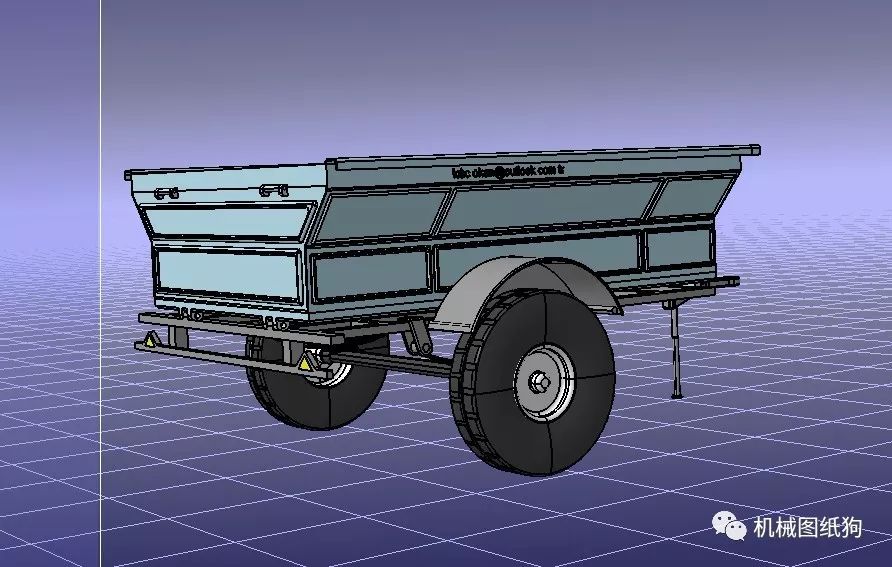 【农业机械】农用拖车平板拖车3d数模图纸 stp格式