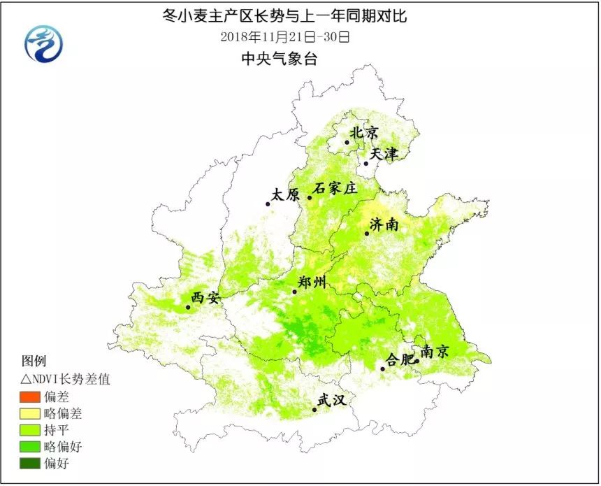 2018年9月以来,北方冬小麦主产区平均气温为11.7℃,较常年平均高0.