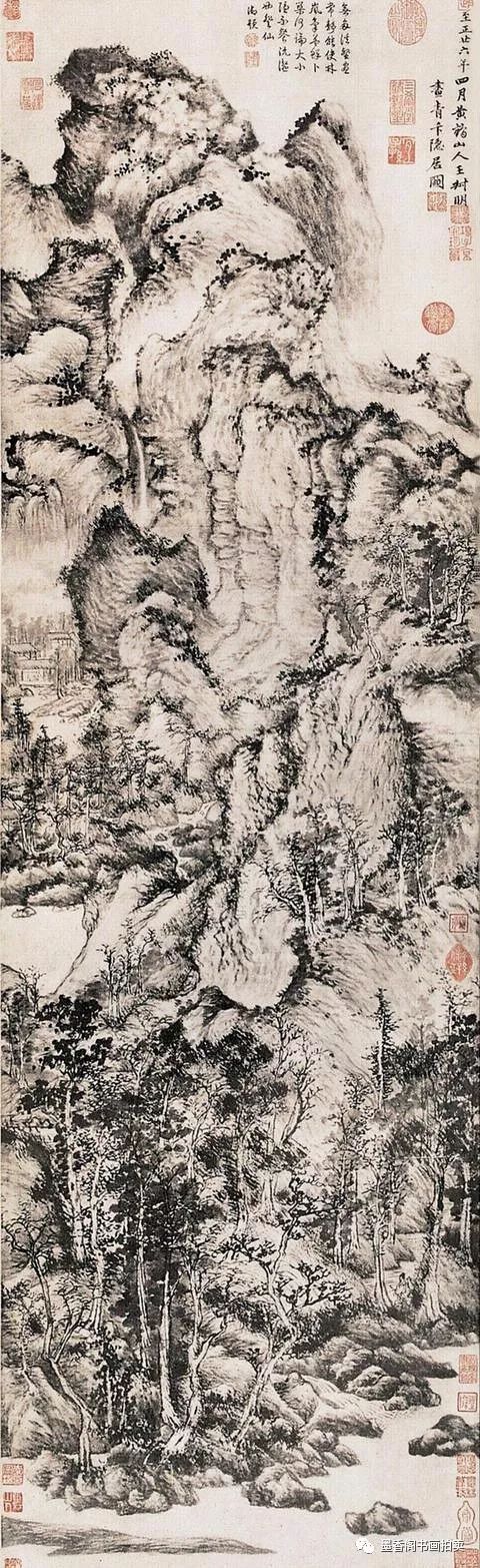 《青卞隐居图》纸本,水墨画纵140.6厘米,横42.2厘米 今藏上海博物馆