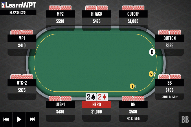 德州扑克牌局分析是否用最小暗三条跟注河牌圈全压
