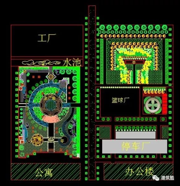 cad工业园景观规划cad平面图图纸集