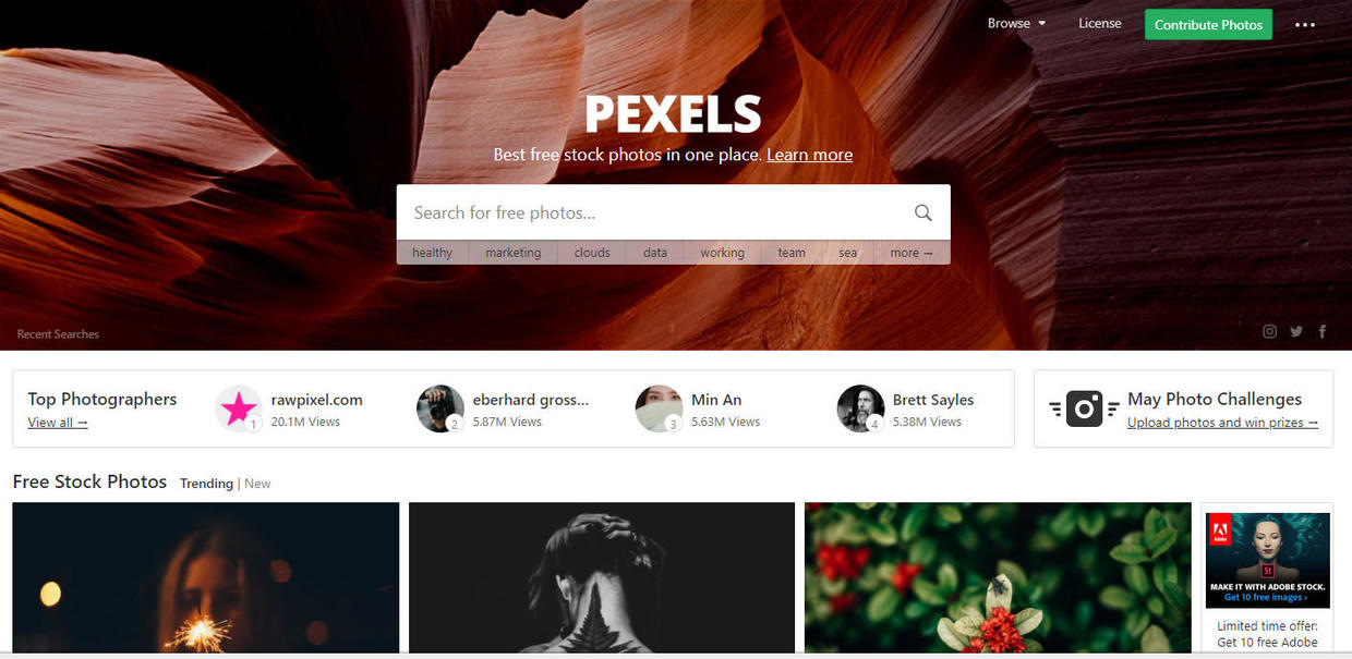 pexels是一提供海量共享图片素材的网站