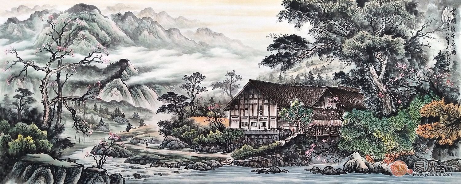 山水画装饰家居,当代山水画家易天也