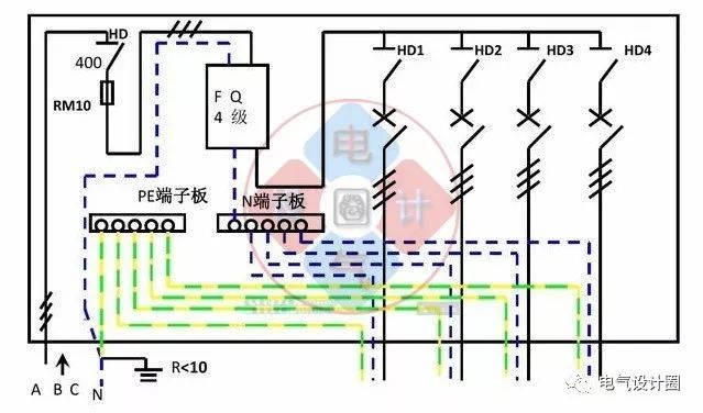 第一分配电箱开关电器接线图第二分配电箱开关电器接线图开关箱五