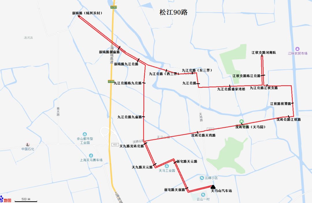 12月30日起松江90路93路公交车调整线路走向