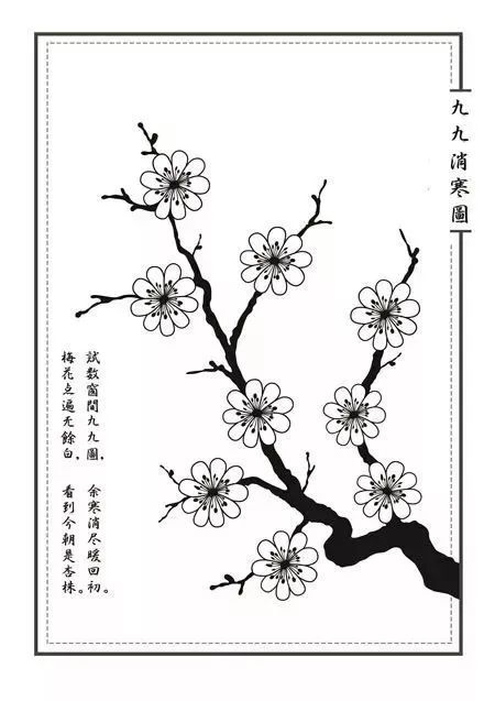 染梅属于 画九,画的即是《梅花消寒图.