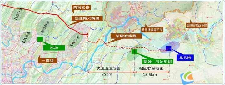 两江新区——涪陵区(龙头港)快速通道项目,西起于两江新区快速路六