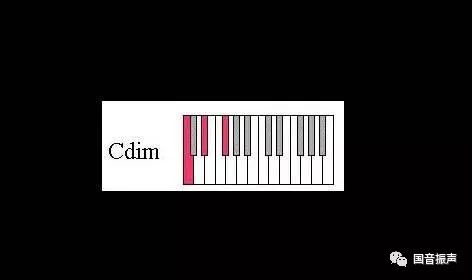 3,字母后面加个dim,表示以该音为根音的减三和弦,比如cdim 表示1 降3