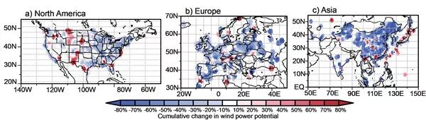 图1. 风能资源累积变化分布.