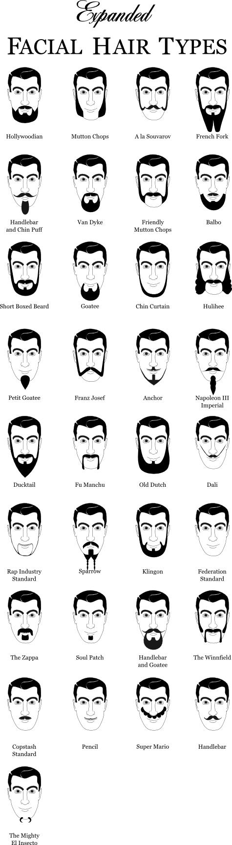 不同的胡子看不同的人物个性,33种胡子类型全解