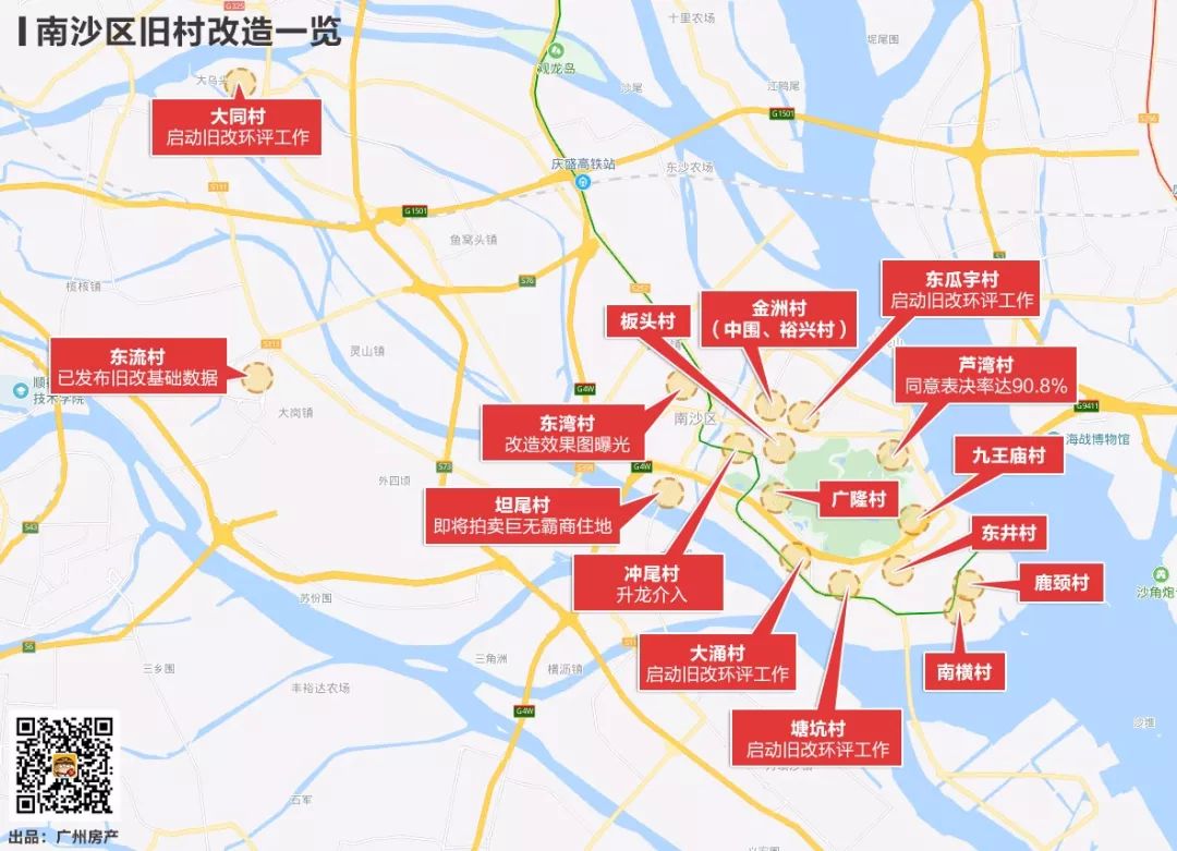 从广州公布的旧改名单来看,2018年全市223个旧改项目,南沙区占了36个