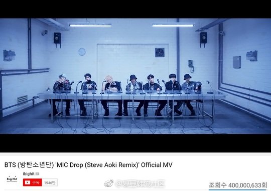 [星聞]防彈少年團《MIC Drop》（Remix）MV突破4億 更新自身韓國歌手最多紀錄