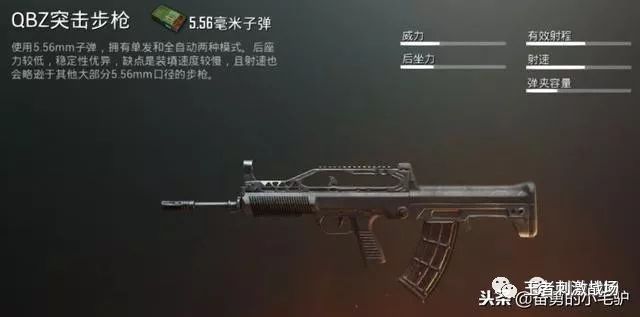 qbz以国产枪械为原型,被玩家俗称为"95"式步枪,目前只在雨林地图萨诺