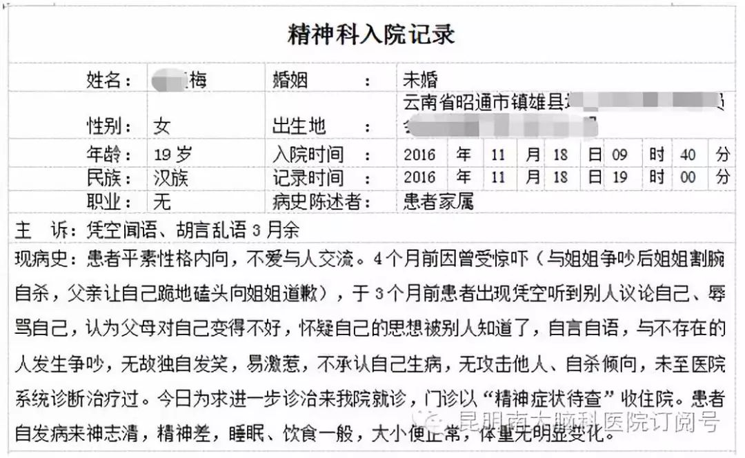 镇雄花季少女受刺激患上精神病!原因竟然是.