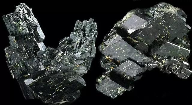 四,普通角闪石与普通辉石,黑色电气石 黑色电气石 晶体形态不同:普通