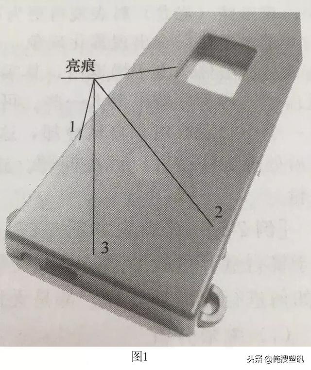 的1,2,3三处的侧浇口在注塑件同一侧的长侧框上,注塑模结构为动模脱模