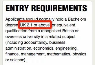 英国留学：谁能告诉我申请条件里的2:1、2:2是个什么鬼？