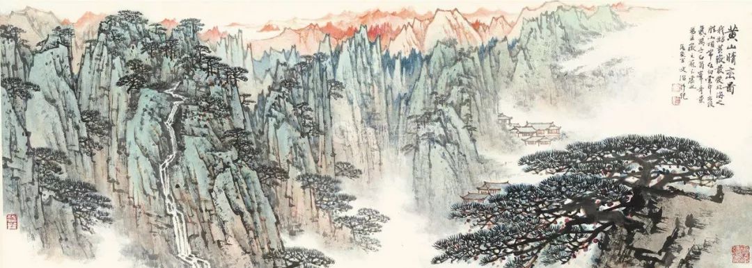 20世纪80年代以来,宋文治受泼墨泼彩等画风影响,借鉴青绿山水,浅绛