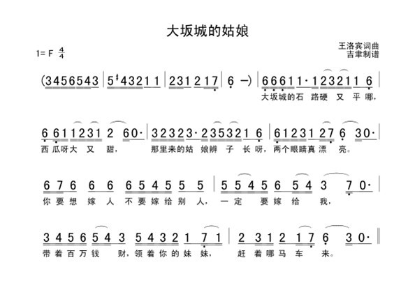 达坂城的姑娘简谱c调_达坂城的姑娘简谱(2)