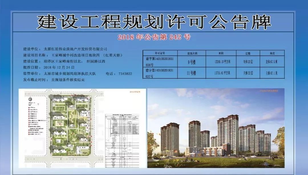 太原富力金禧城建设工程规划许可公告