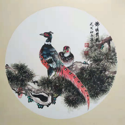 中国名家推荐—任丘花鸟名家李锁良卡纸小品画赏析