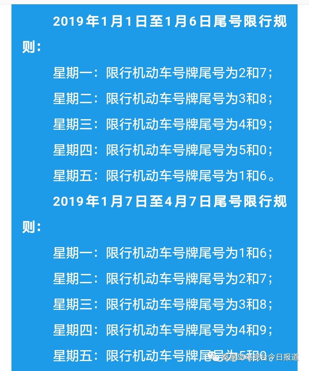 重要通知:下周秦皇岛到底咋限行?答案在这!秦皇岛有人