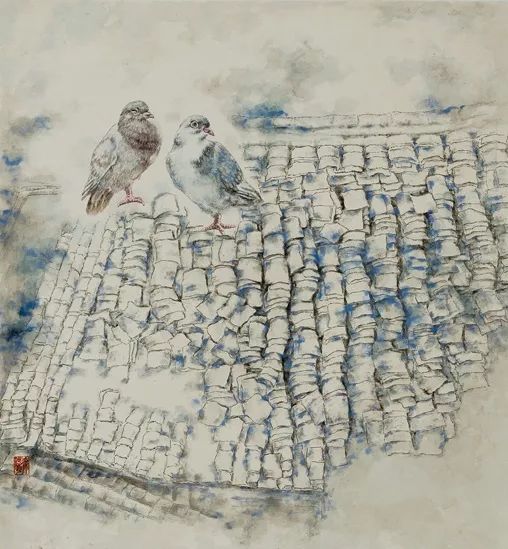 徐艳华 国画 凤凰古城印象 68cm×68cm杨倩才 国画 乡音 230cm×190cm