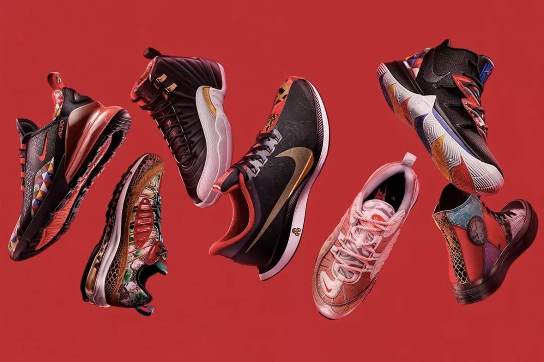 今年的 nike cny 2019 系列的每种材料风格都能追溯到过去 12 年中